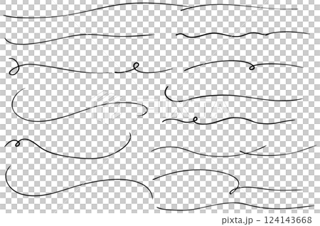 手描きの文字の下の線　アンダーラインセット　ベクター 124143668
