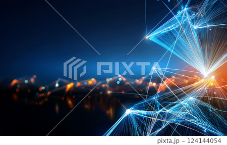 幾何学とテクノロジーの光の近未来背景 124144054