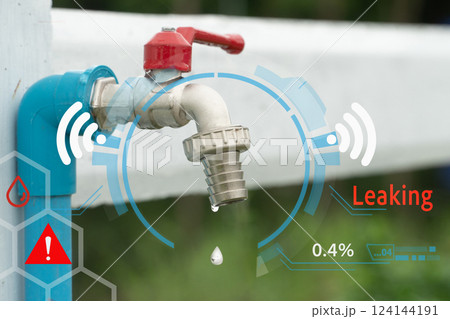 Water leak sensor alert , smart water sensor can automatically shut off a solenoid valve. Water leak sensor alert , smart water sensor can automatically shut off a solenoid valve. 124144191