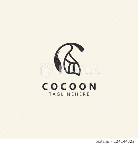 Cocoon logo Butterfly silkworm symbol. Caterpillar metamorphosis animal template design illustration Cocoon logo Butterfly silkworm symbol. Caterpillar metamorphosis animal template design illustration 124144322