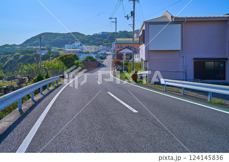 高知県土佐清水市足摺岬(白山洞門)付近の通り(県道27号)を西に見る 124145836