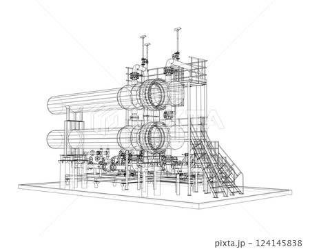 Petroleum heater exchanger. Vector rendering of 3d Petroleum heater exchanger. Vector rendering of 3d 124145838