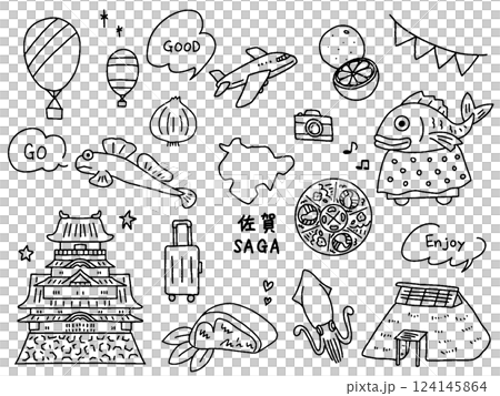 Saga hand-drawn illustration set 124145864