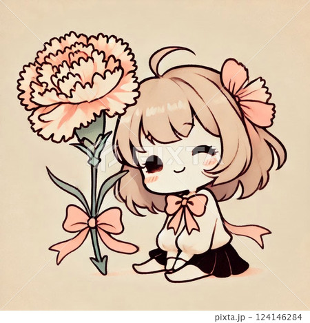 かわいいカーネーションのキャラクター 124146284