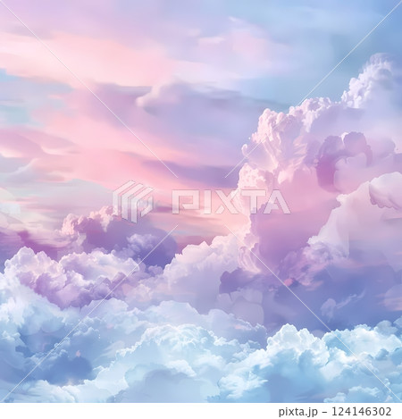 Dreamy Pastel Clouds at Sunset 124146302