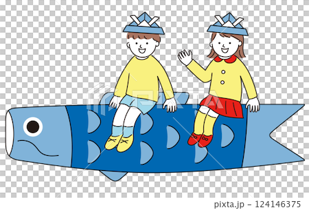 Illustration material for Children's Day. Decoration of carp streamers. Decoration for Boys' Festival. 124146375