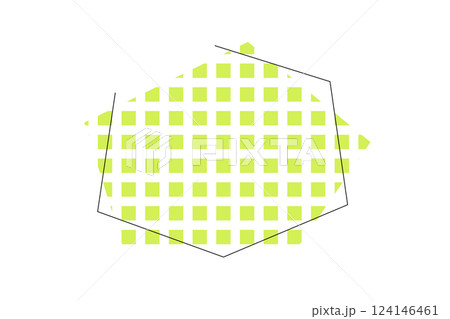 シンプルな黄緑色の格子柄のフレームイラスト 124146461