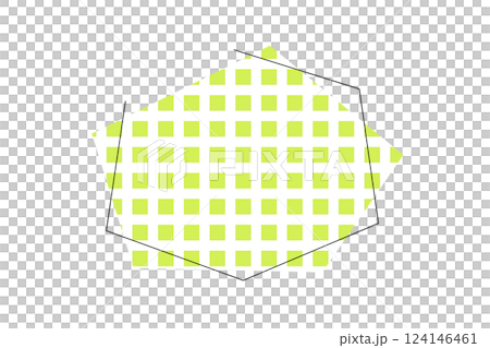 シンプルな黄緑色の格子柄のフレームイラスト 124146461