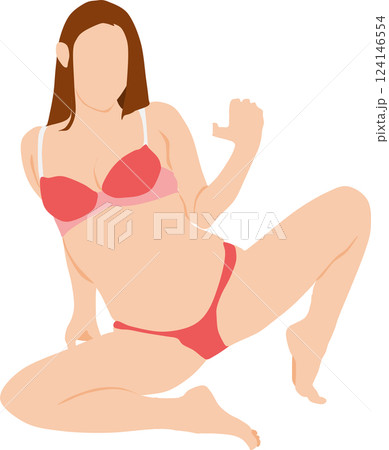 ポーズをとる水着を着た女性のイラスト 124146554
