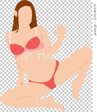 Illustration of a woman in a swimsuit posing Illustration of a woman in a swimsuit posing 124146554