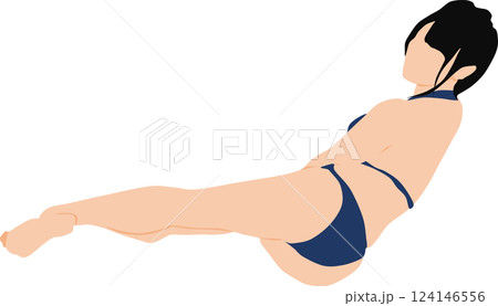 ポーズをとる水着を着た女性のイラスト 124146556