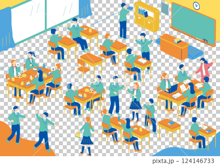 学校生活を楽しむ生徒たち 学校生活を楽しむ生徒たち 124146733