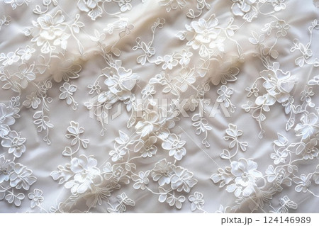 Ethereal Elegance. Delicate, intricate, airy, and romantic lace fabric texture concept 124146989