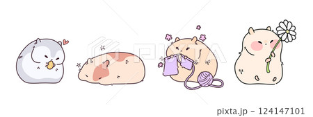 Kawaii hamster characters set 124147101