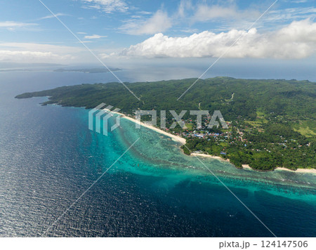 Carabao Island with turquoise coastline area and beach. San Jose. Romblon, Philippines. 124147506