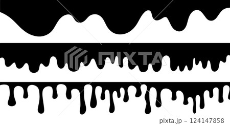 Doodle sketch style of Hand drawn Dripping liquid ,Black dripping paint, melting chocolate or drip of oil. vector illustration. 124147858