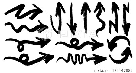 Set of Hand drawn vector arrows doodle on white background. design element vector illustration. Set of Hand drawn vector arrows doodle on white background. design element vector illustration. 124147889