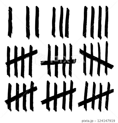 Doodle sketch style of Hand drawn Count bar cartoon vector illustration. Count the days counted in slashes on the walls of a prison or deserted island . Doodle sketch style of Hand drawn Count bar cartoon vector illustration. Count the days counted in slashes on the walls of a prison or deserted island . 124147919