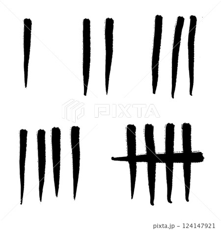 Doodle sketch style of Hand drawn Count bar cartoon vector illustration. Count the days counted in slashes on the walls of a prison or deserted island . Doodle sketch style of Hand drawn Count bar cartoon vector illustration. Count the days counted in slashes on the walls of a prison or deserted island . 124147921