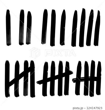 Doodle sketch style of Hand drawn Count bar cartoon vector illustration. Count the days counted in slashes on the walls of a prison or deserted island . 124147923