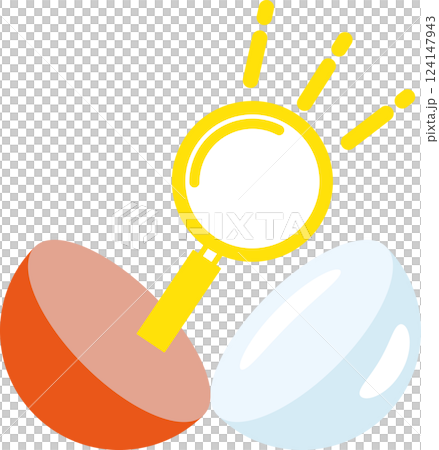 Found! Capsule and magnifying glass icon 124147943