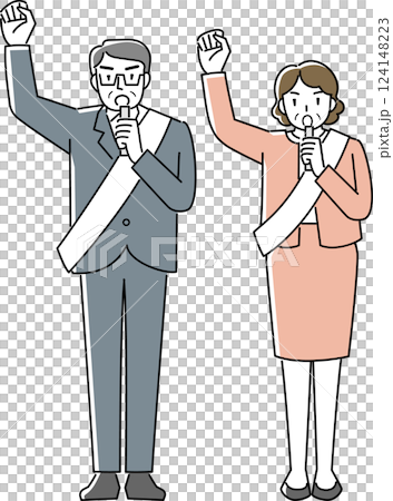 候選人在麥克風前發表演講 124148223