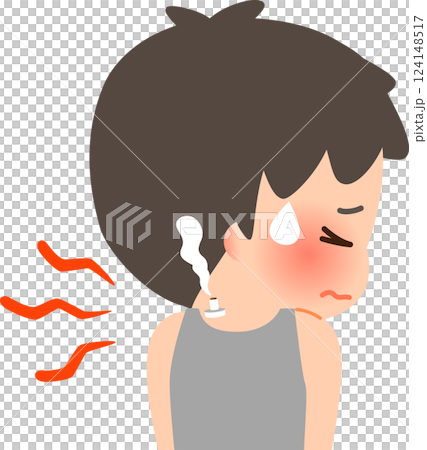 肩に灸を据える辛そうな表情の男性 124148517