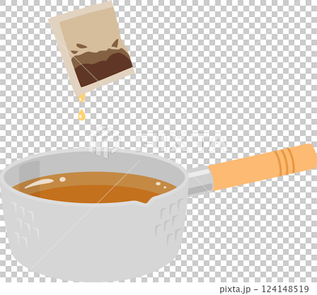 鍋から取り出しただしパック 124148519