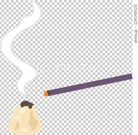 Moxa lit with incense sticks 124148528