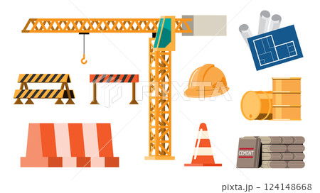 Construction Site Equipment and Machinery Elements 124148668