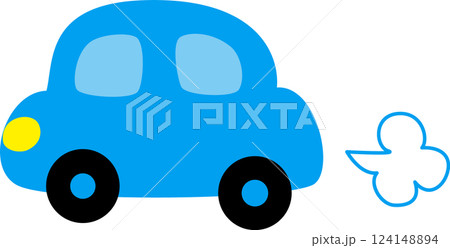 走る青い車 走る青い車 124148894