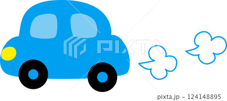 走る青い車 走る青い車 124148895