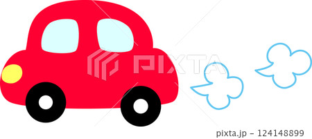 走る赤い車 124148899