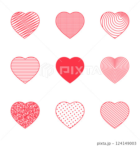 Set of hearts. Gold illustration on a white background. Vector graphics 124149003