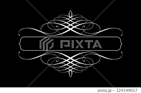 Vintage black and white element. Graphic vector design. Damask graphic ornament 124149017