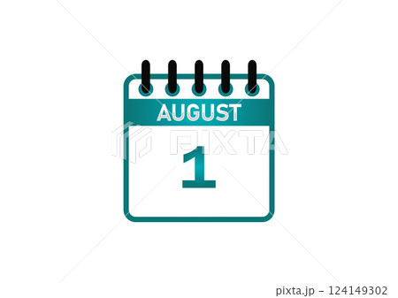 August 1 Calendar Icon 124149302