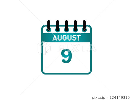 August 9 Calendar Icon 124149310