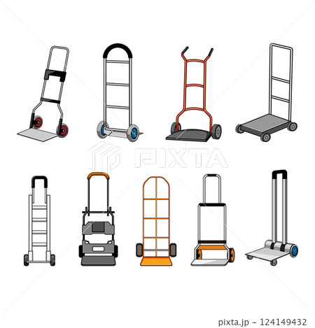 hand cart set cartoon vector illustration hand cart set cartoon vector illustration 124149432