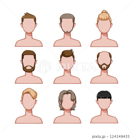 hairstyles for men set cartoon vector illustration 124149435
