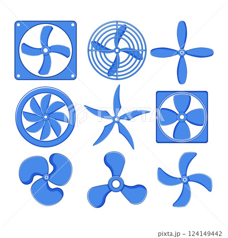 cooling fan set cartoon vector illustration 124149442