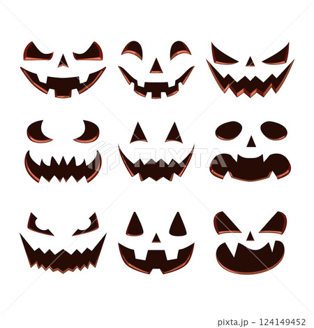 carved pumpkin face set cartoon vector illustration carved pumpkin face set cartoon vector illustration 124149452