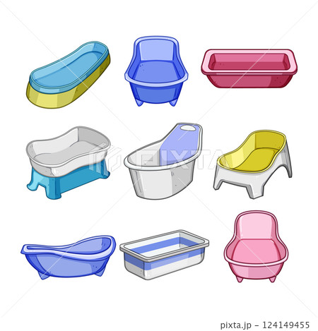 bathtub baby set cartoon vector illustration bathtub baby set cartoon vector illustration 124149455