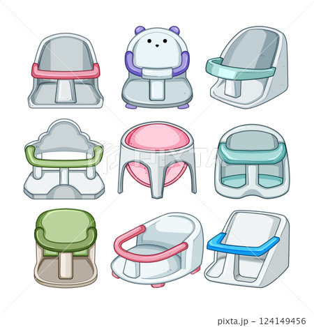bath seat baby set cartoon vector illustration bath seat baby set cartoon vector illustration 124149456