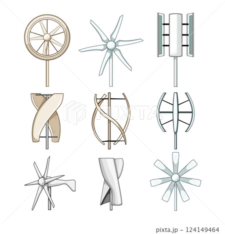 wind turbine home use set cartoon vector illustration 124149464