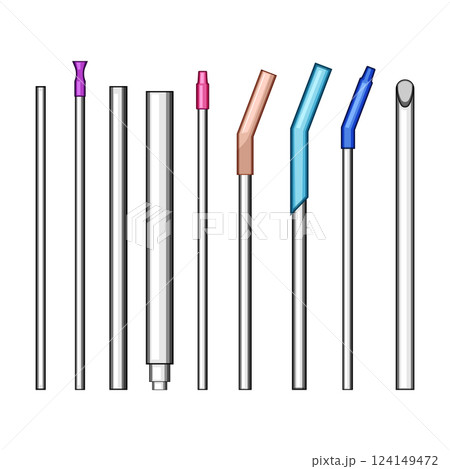 stainless steel straw set cartoon vector illustration 124149472