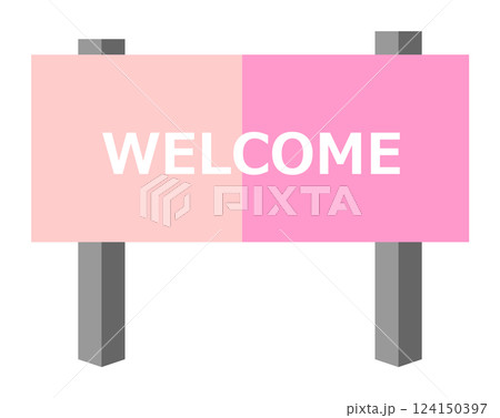 英語で歓迎をする目印となる看板のイラスト 124150397
