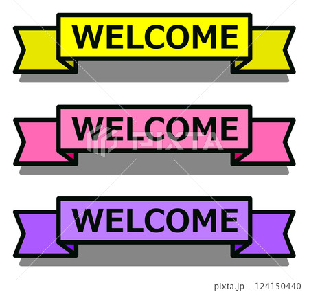 英語で歓迎をする挨拶を記入した表示板のイラスト 124150440
