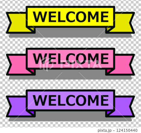英語で歓迎をする挨拶を記入した表示板のイラスト 124150440