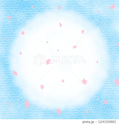 桜の花びらが舞い散るかわいいイラストの背景フレーム 桜の花びらが舞い散るかわいいイラストの背景フレーム 124150981