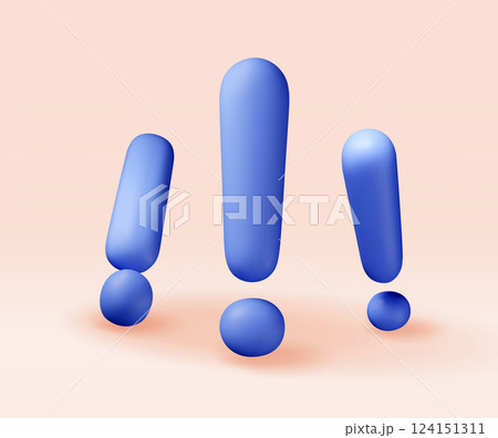 3D blue exclamation mark isolated on white 124151311